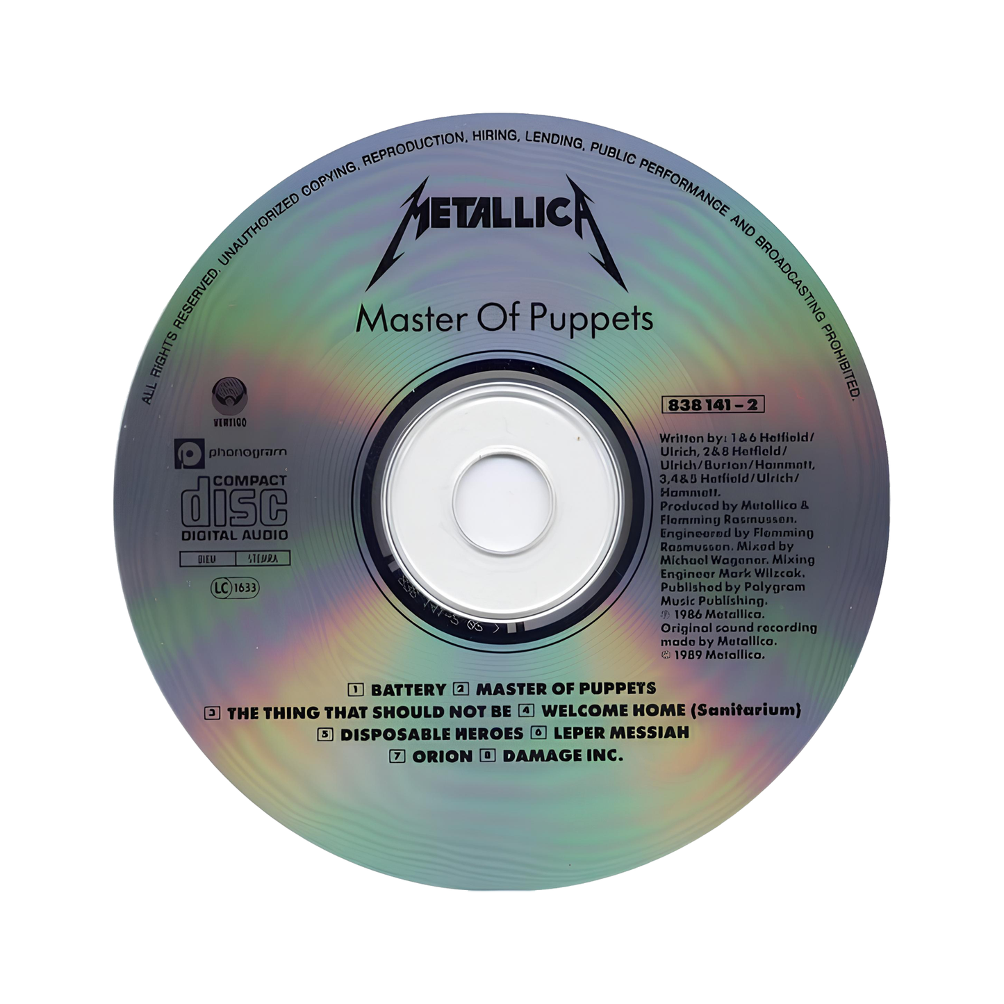 Metallica Master of Puppets CD , Rinteria halı